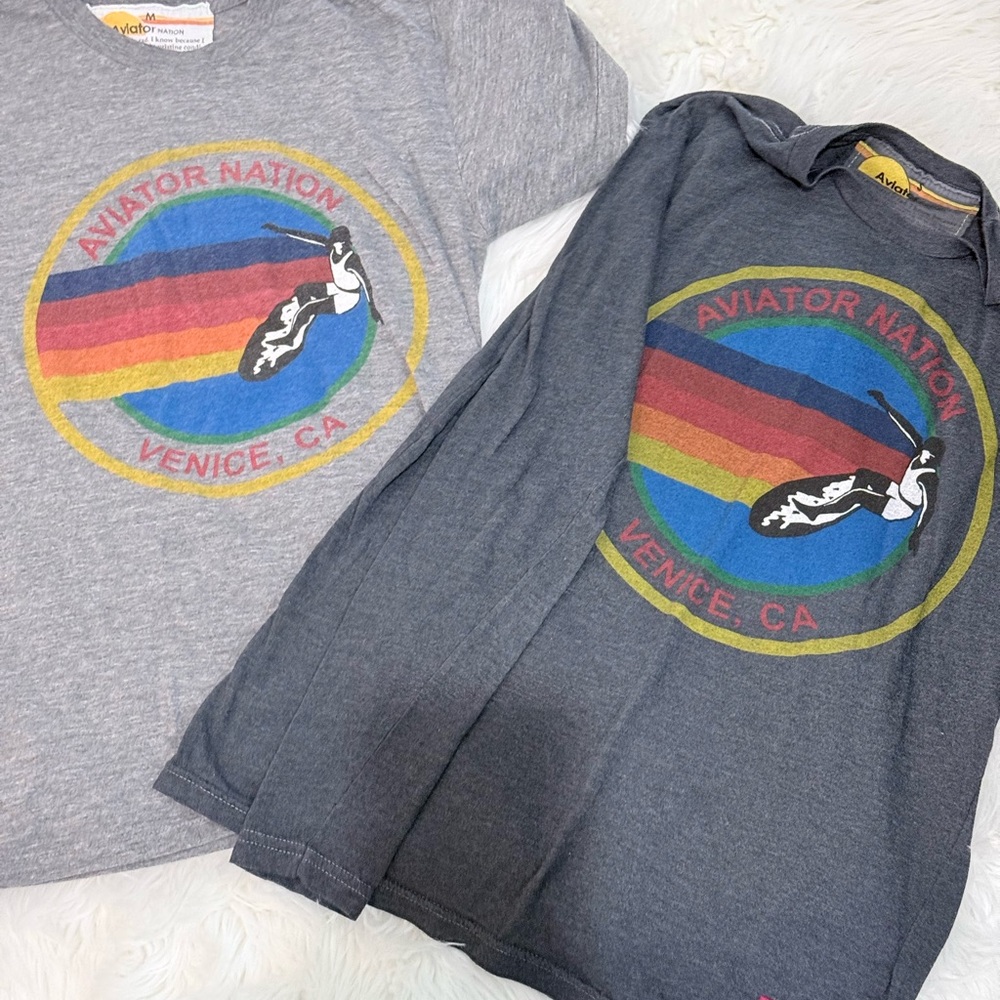 Aviator Nation
 light gray & charcoal Rainbow Graphic Tee